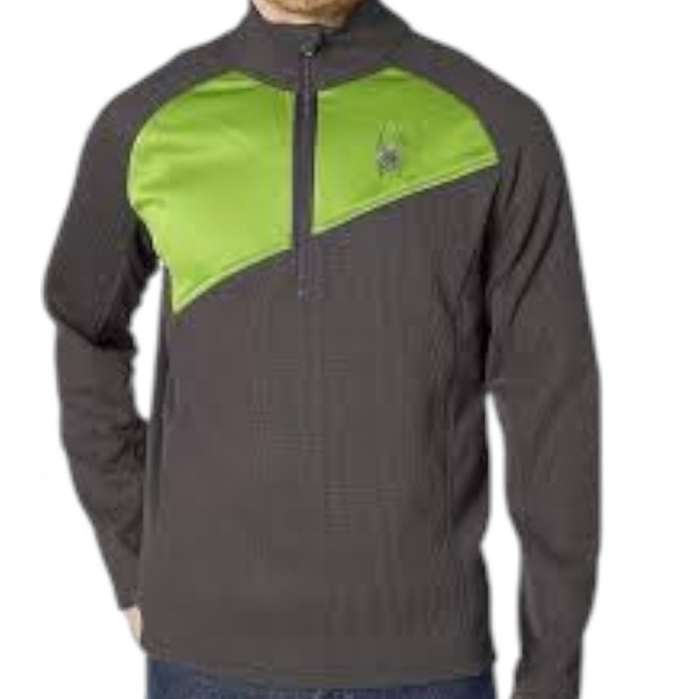 SPYDER Men's Verger Lightweight Stryke Half Zip Jacket Small lime green and grey